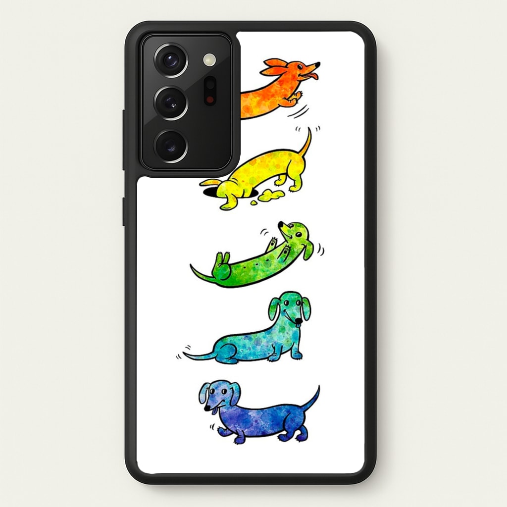 Watercolor Rainbow Dachshunds - Phone Case for Galaxy Note 20 Ultra