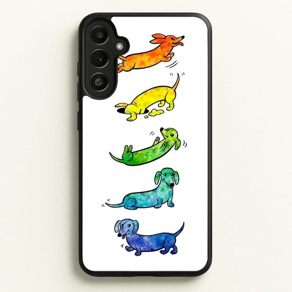 Watercolor Rainbow Dachshunds - Phone Case for Galaxy A36