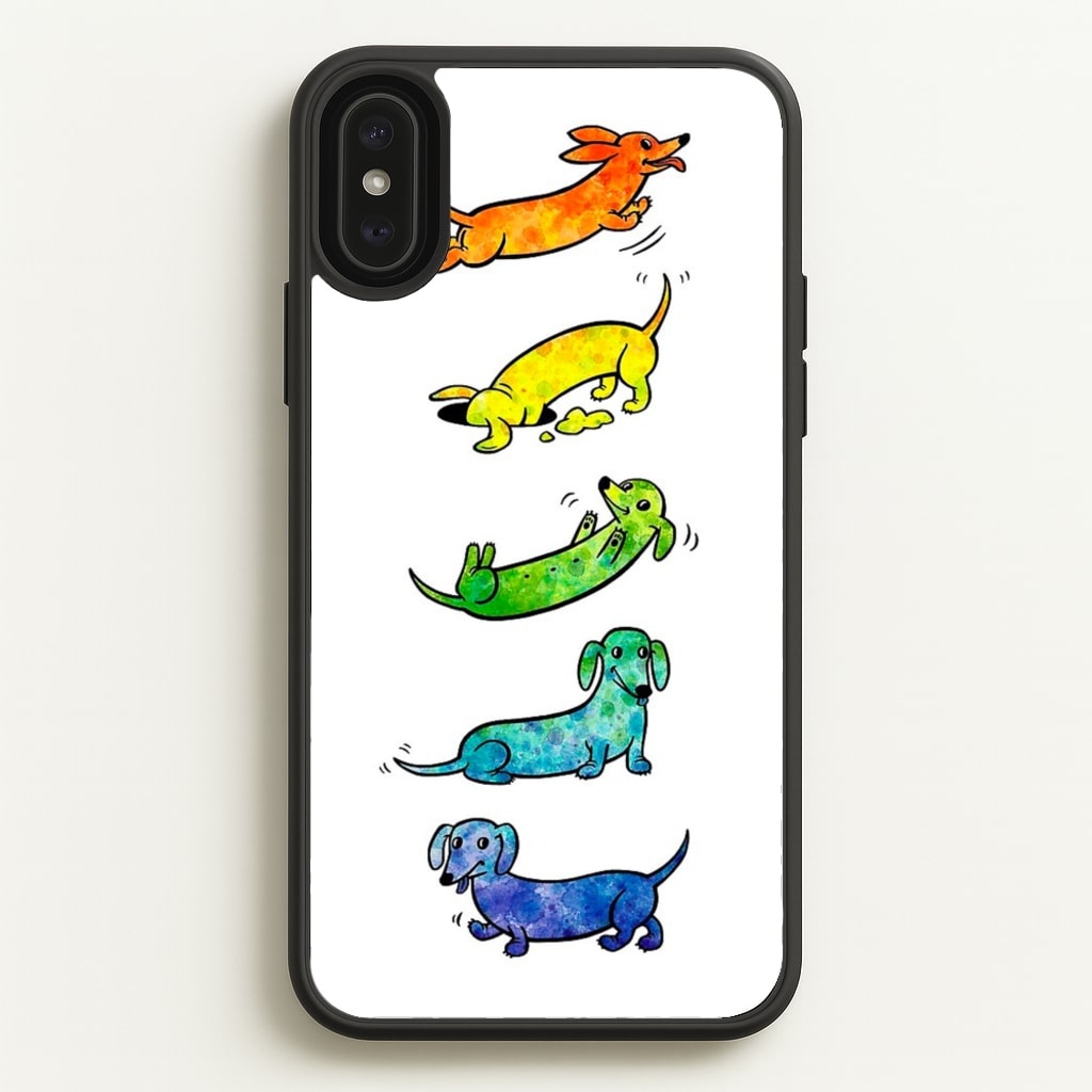 Watercolor Rainbow Dachshunds - Phone Case for iPhone XS Max