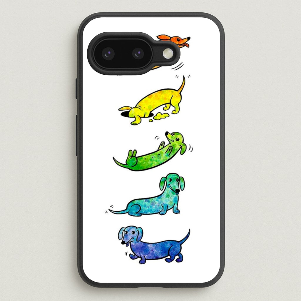 Watercolor Rainbow Dachshunds - Phone Case for Google Pixel 9a