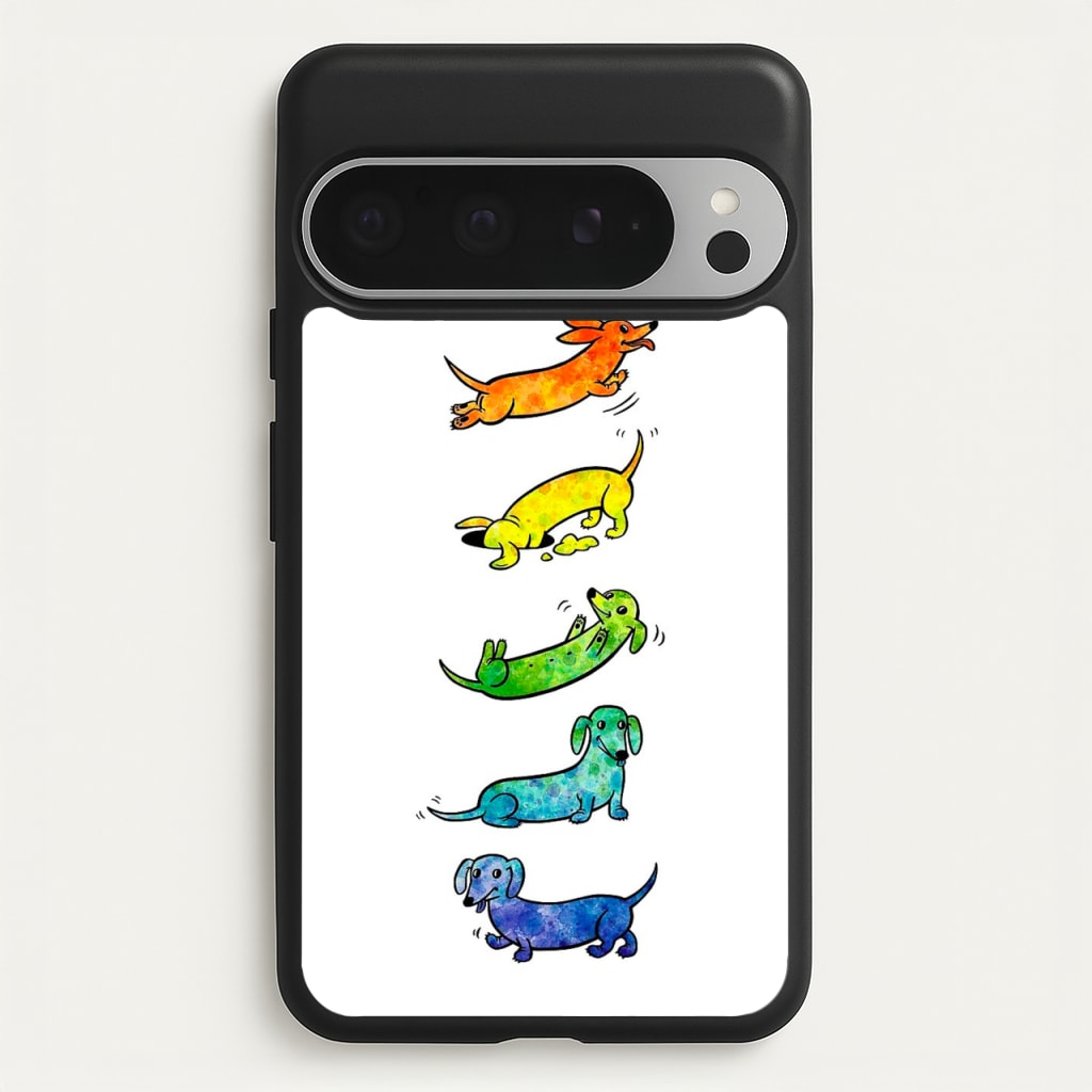 Watercolor Rainbow Dachshunds - Phone Case for Google Pixel 9 Pro XL