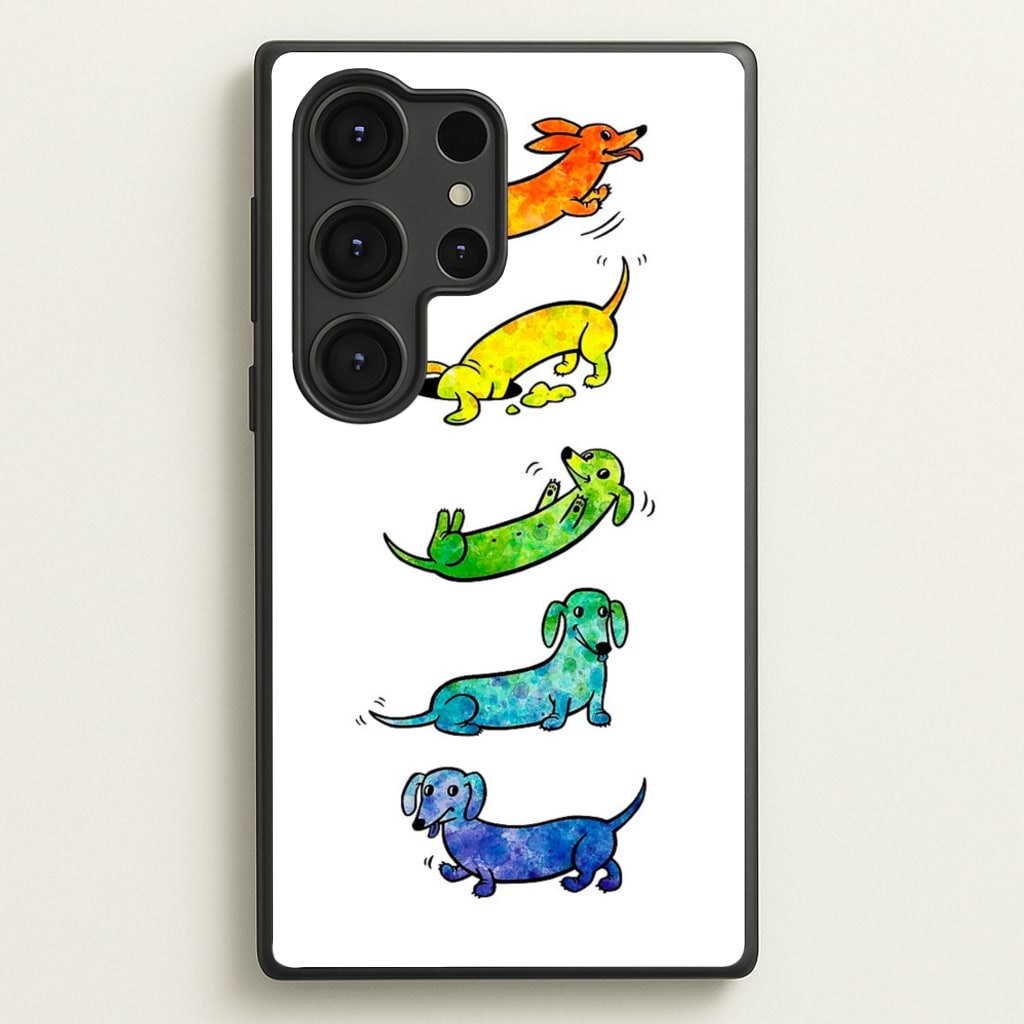 Watercolor Rainbow Dachshunds - Phone Case for Galaxy S25 Ultra