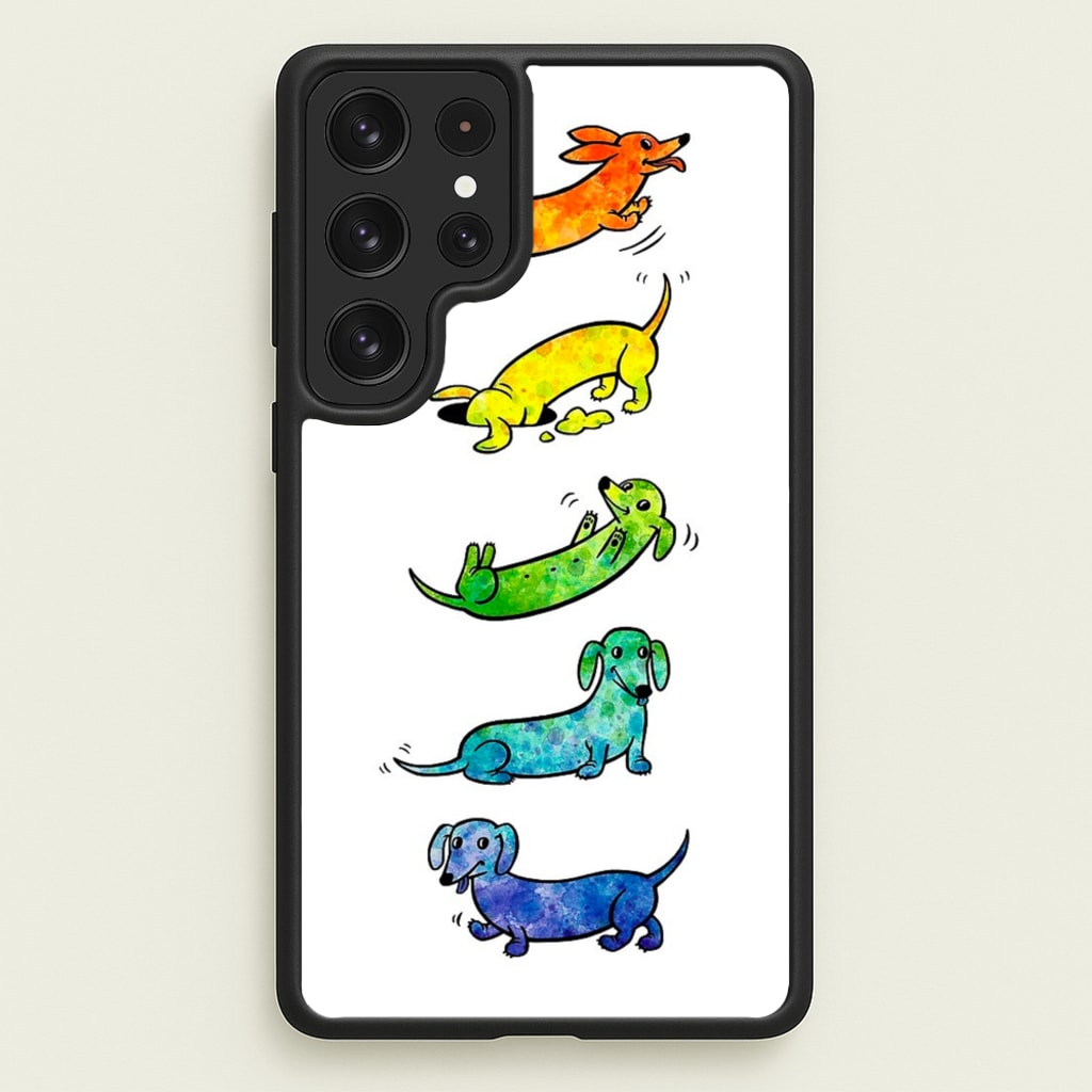 Watercolor Rainbow Dachshunds - Phone Case for Galaxy S23 Ultra