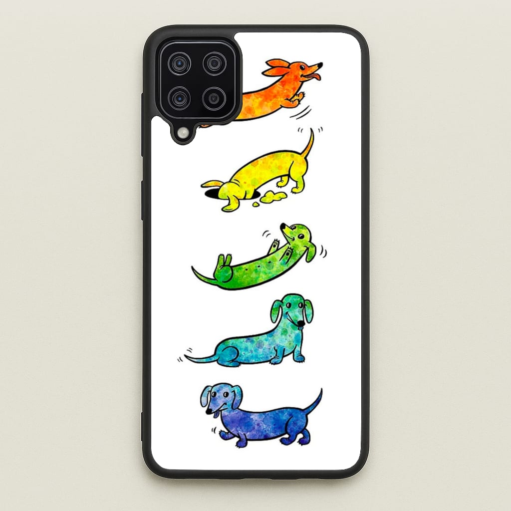 Watercolor Rainbow Dachshunds - Phone Case for Galaxy A12
