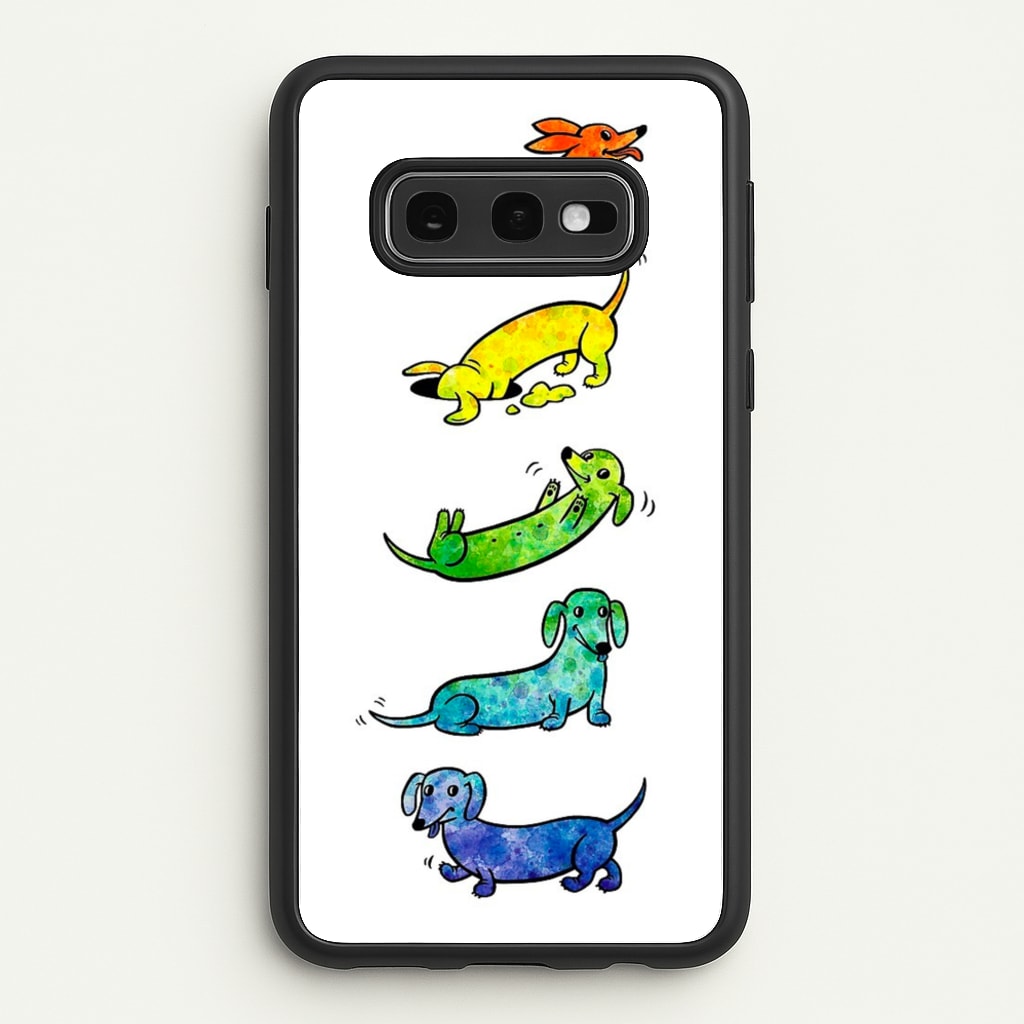 Watercolor Rainbow Dachshunds - Phone Case for Galaxy S10e