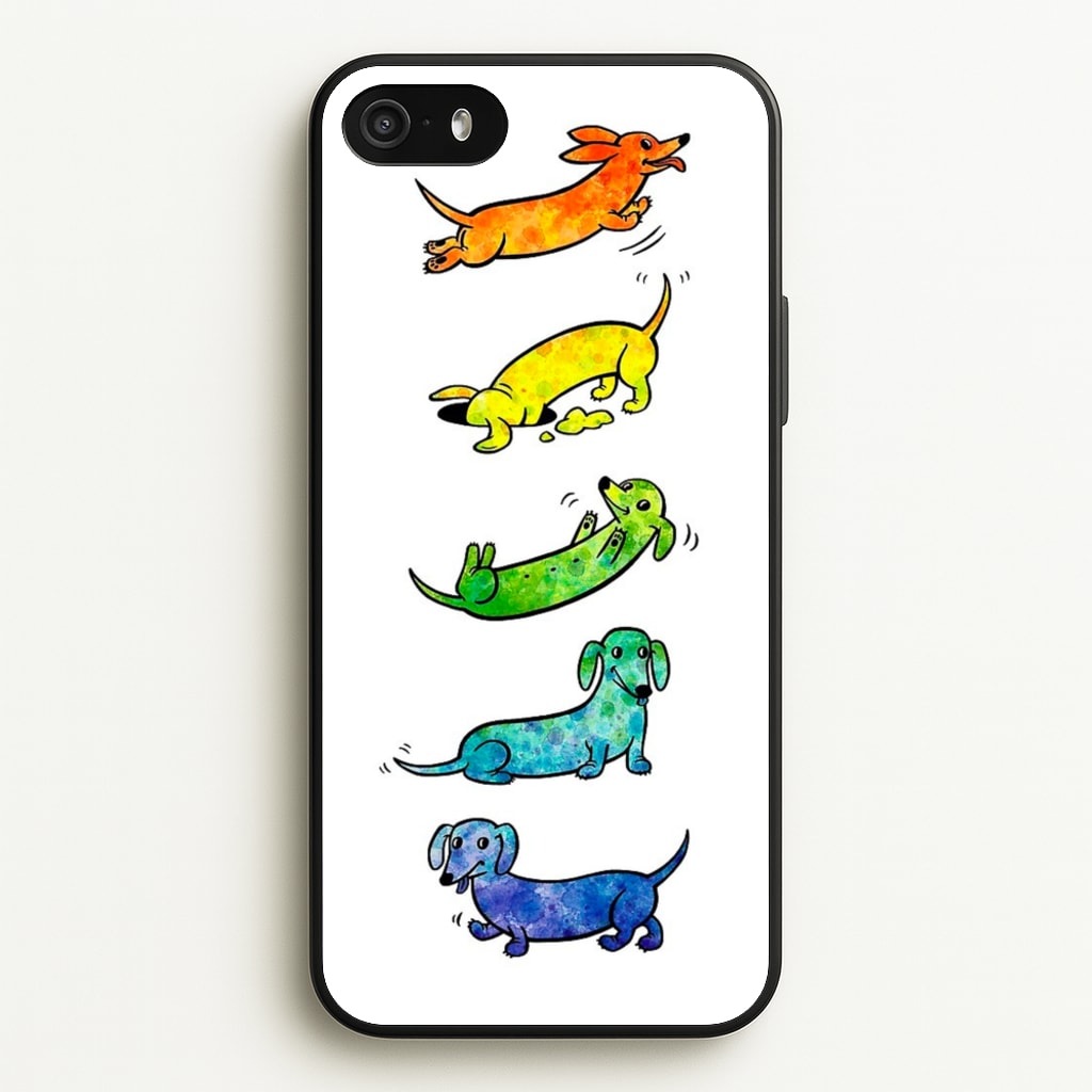 Watercolor Rainbow Dachshunds - Phone Case for iPhone 5 / 5s / SE 2016