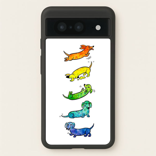 Watercolor Rainbow Dachshunds - Phone Case for Google Pixel 8
