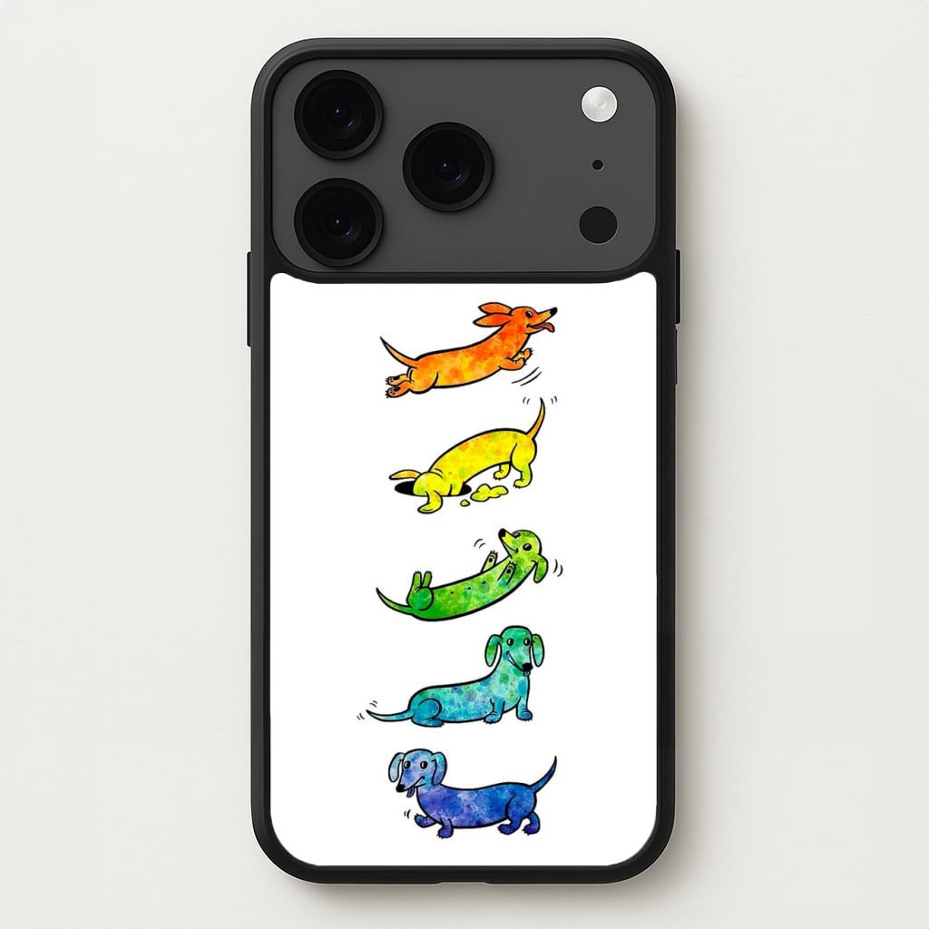 Watercolor Rainbow Dachshunds Phone Case for iPhone 17 Pro Max
