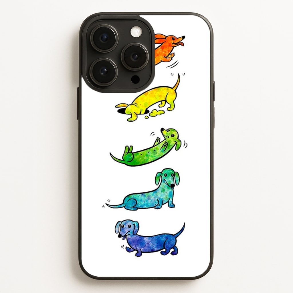 Watercolor Rainbow Dachshunds - Phone Case for iPhone 12 Pro Max