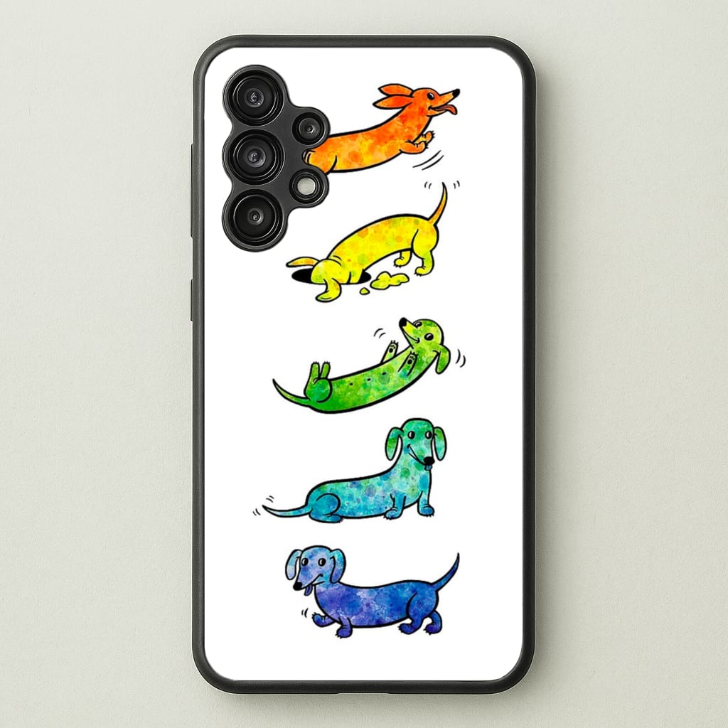Watercolor Rainbow Dachshunds - Phone Case for Galaxy A13