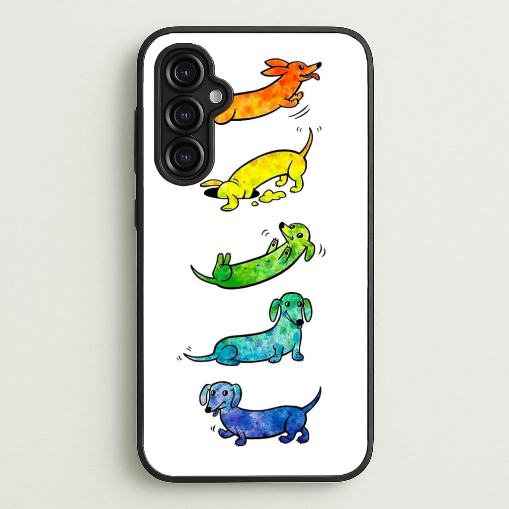 Watercolor Rainbow Dachshunds - Phone Case for Galaxy A14