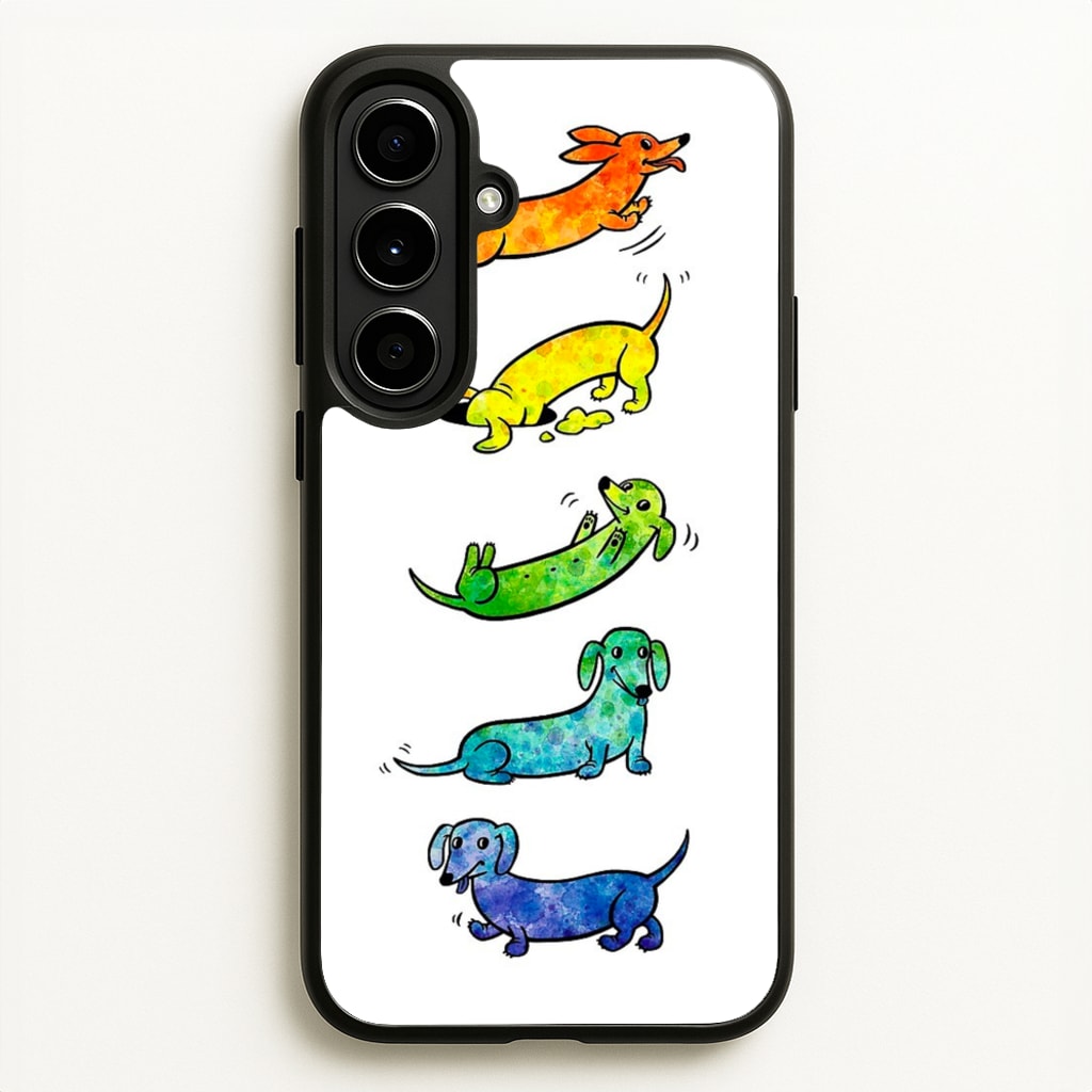 Watercolor Rainbow Dachshunds - Phone Case for Galaxy A56