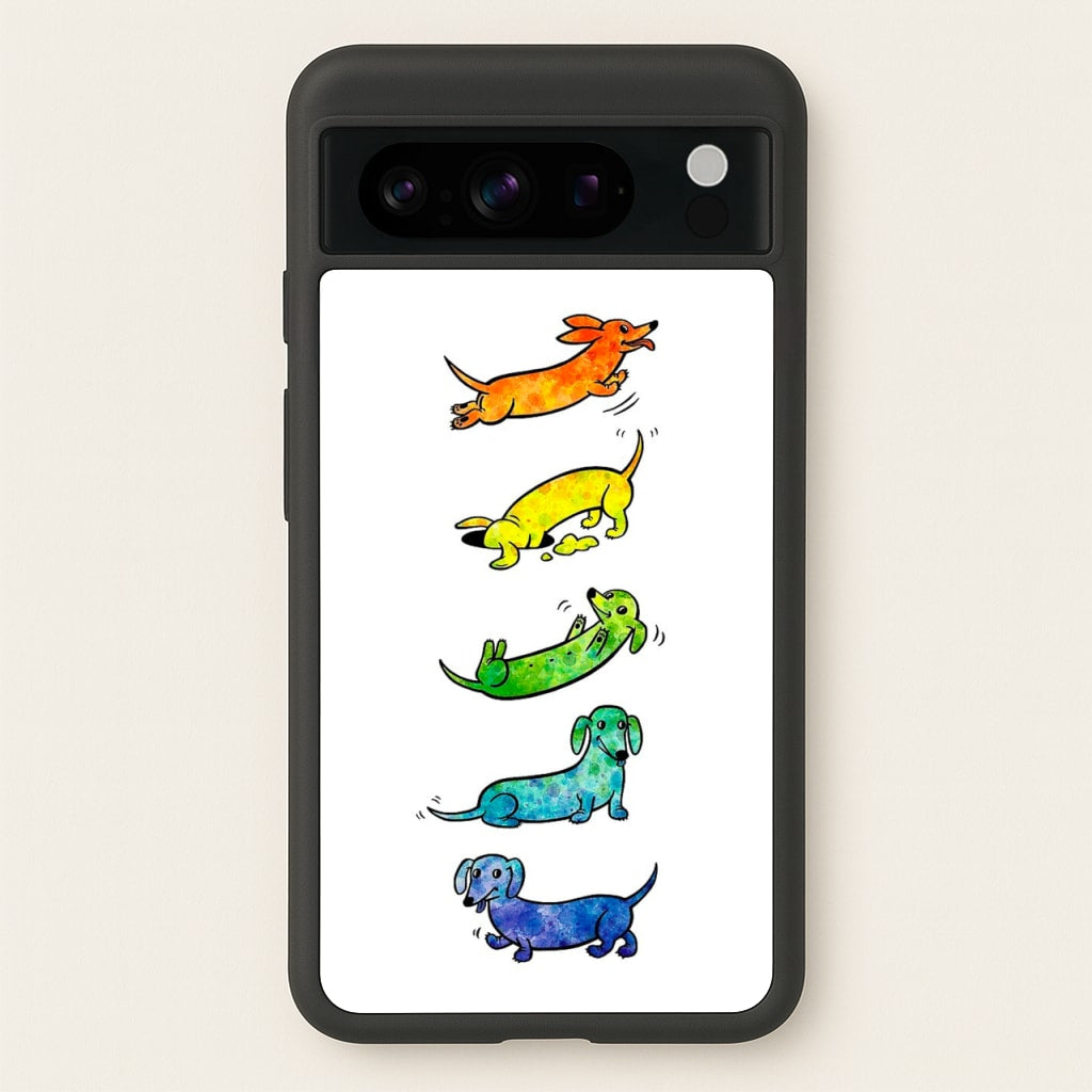 Watercolor Rainbow Dachshunds - Phone Case for Google Pixel 8 Pro