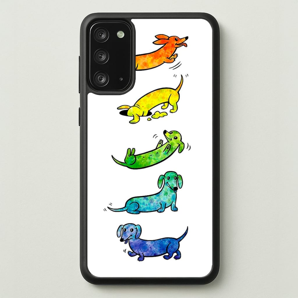 Watercolor Rainbow Dachshunds - Phone Case for Galaxy Note 20