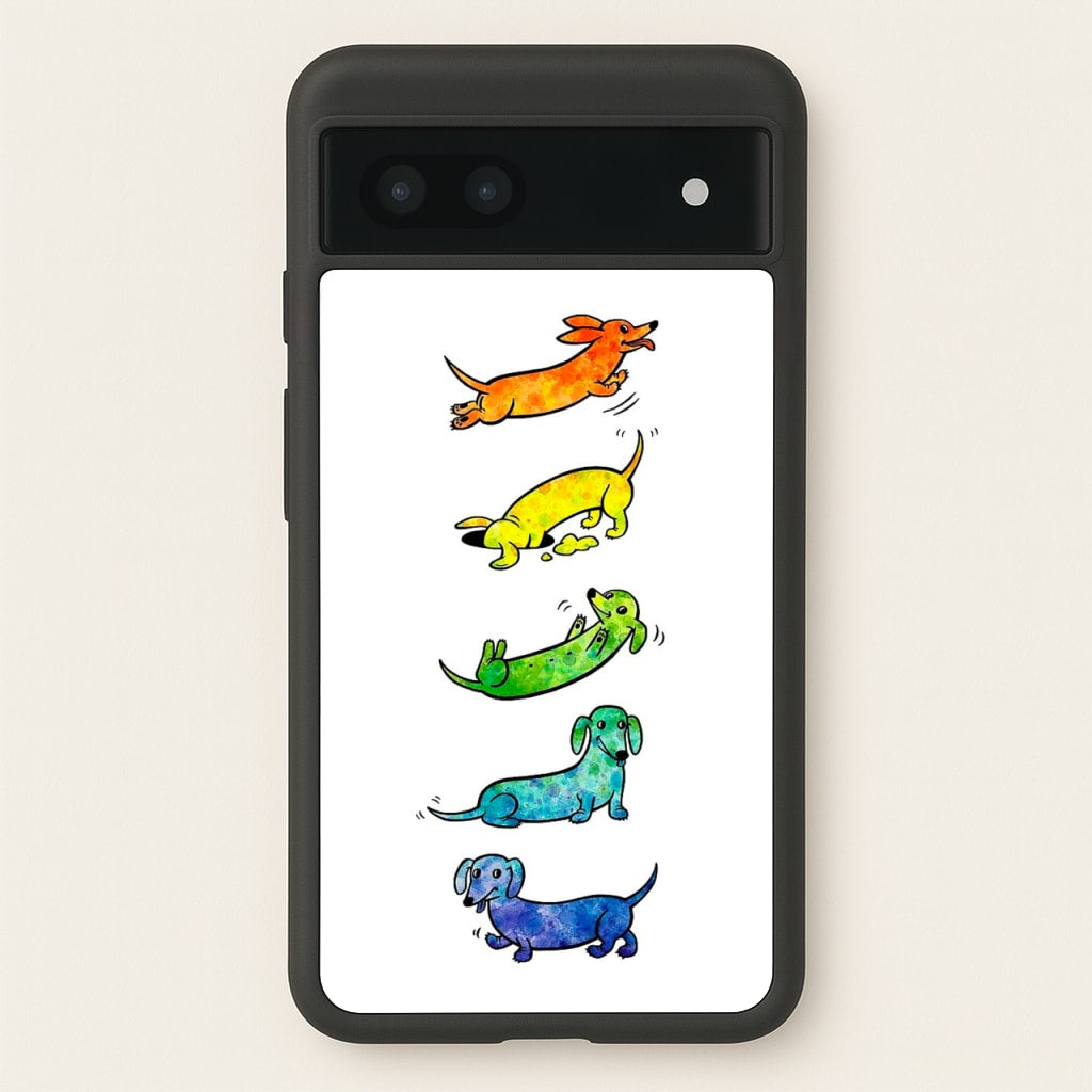 Watercolor Rainbow Dachshunds - Phone Case for Google Pixel 6a