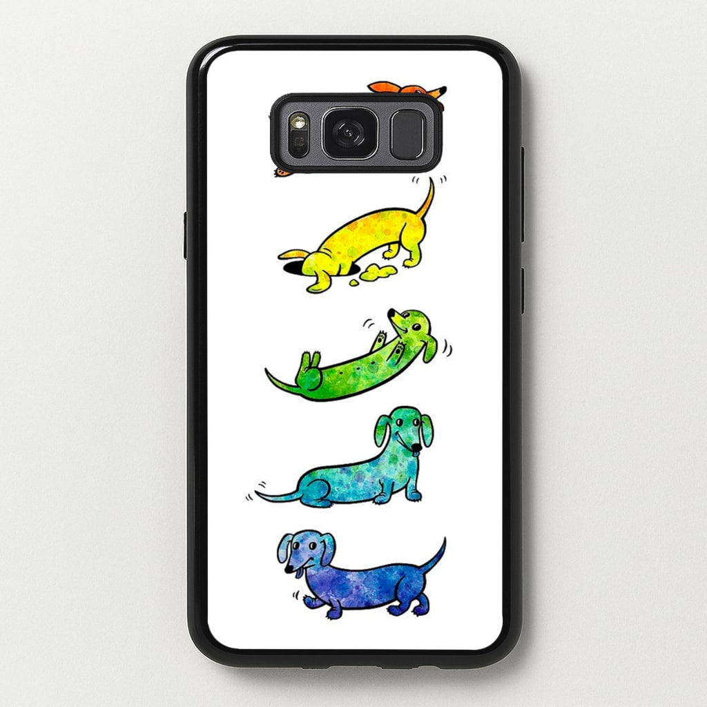 Watercolor Rainbow Dachshunds - Phone Case for Galaxy S8