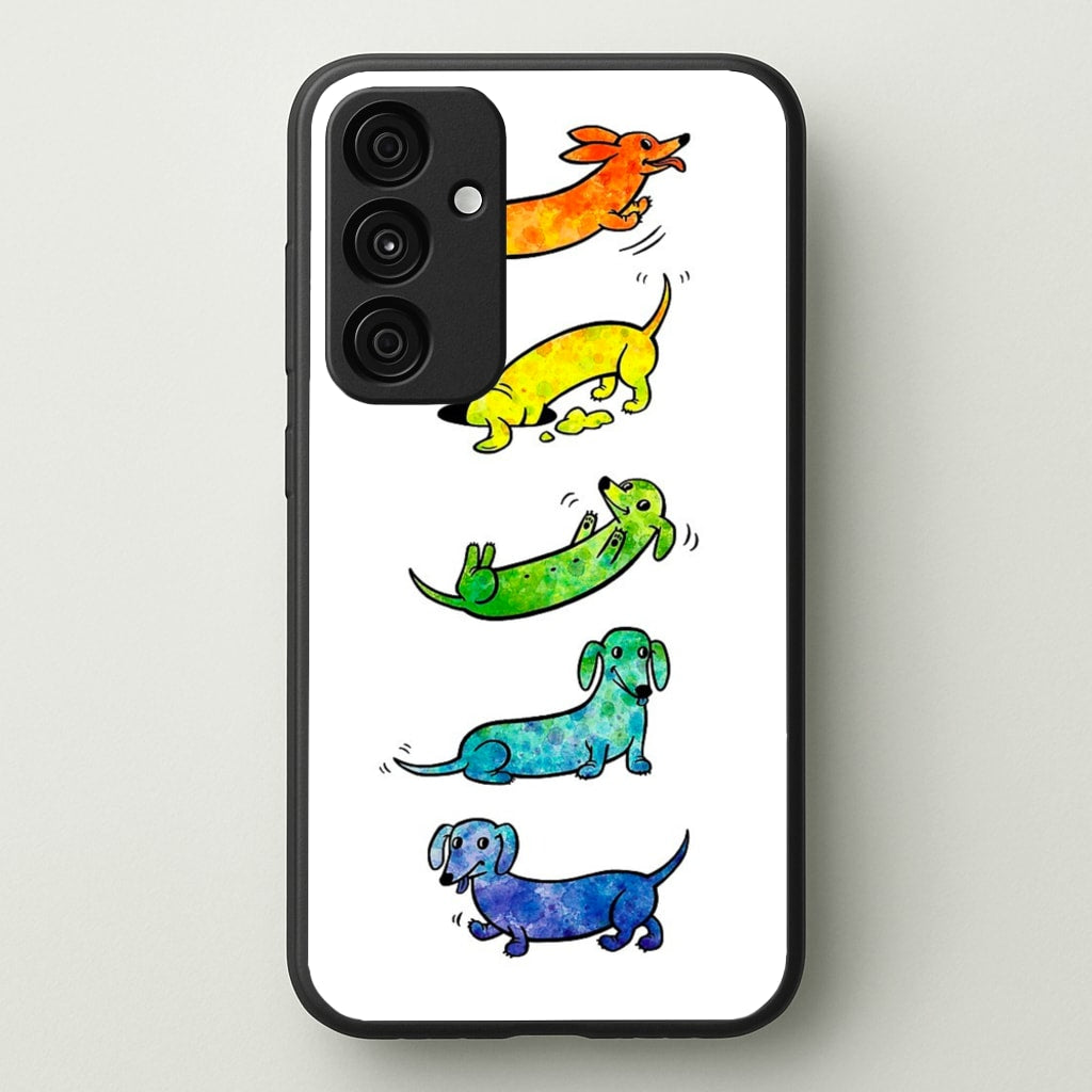 Watercolor Rainbow Dachshunds - Phone Case for Galaxy A15