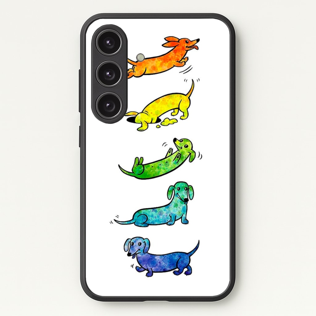 Watercolor Rainbow Dachshunds - Phone Case for Galaxy S24FE