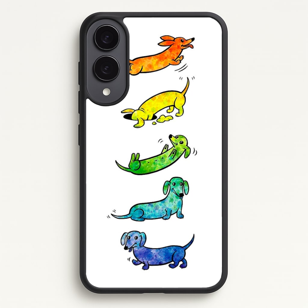 Watercolor Rainbow Dachshunds - Phone Case for Galaxy S25 Edge