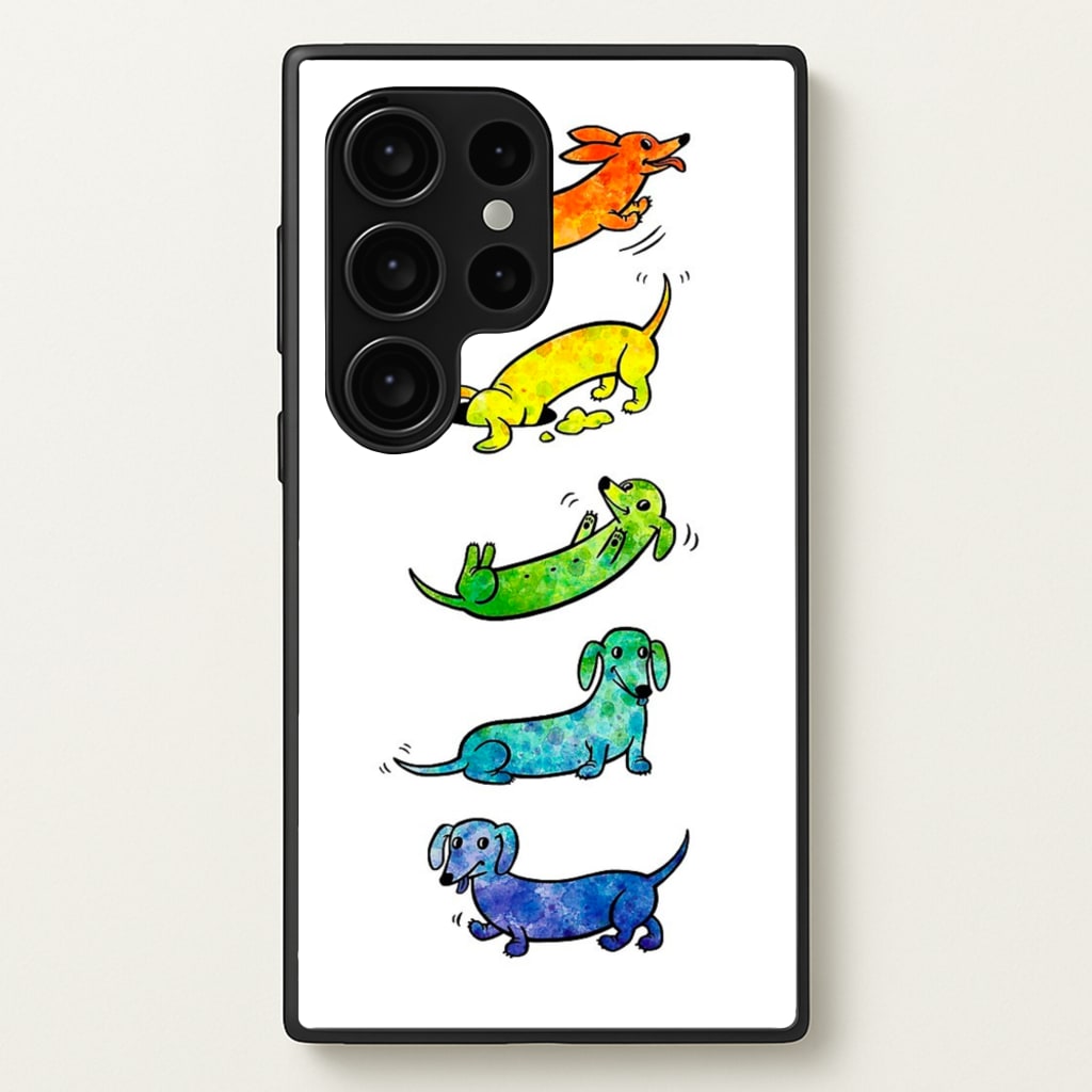 Watercolor Rainbow Dachshunds - Phone Case for Galaxy S24 Ultra