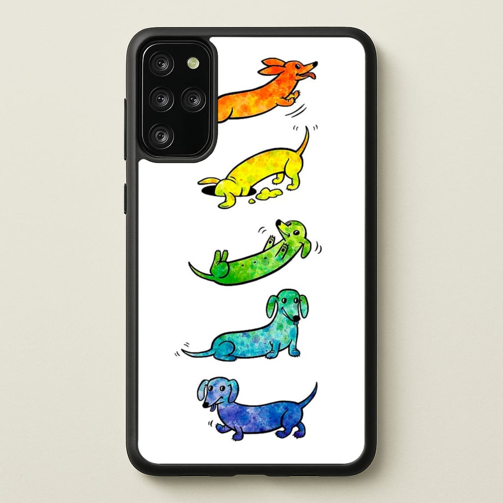 Watercolor Rainbow Dachshunds - Phone Case for Galaxy S20 Plus