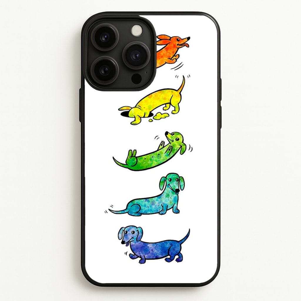 Watercolor Rainbow Dachshunds - Phone Case for iPhone 13 Pro Max