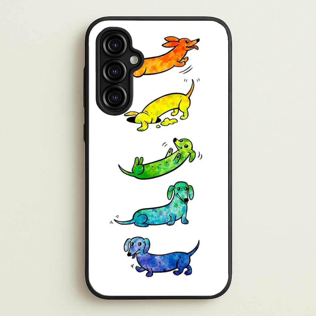 Watercolor Rainbow Dachshunds - Phone Case for Galaxy A54