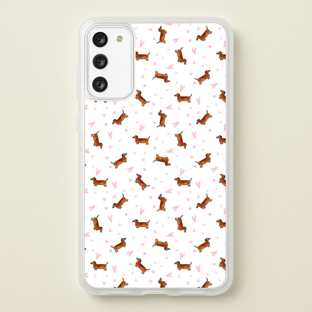 Dachshund Pattern - White - Phone Case for Galaxy A41