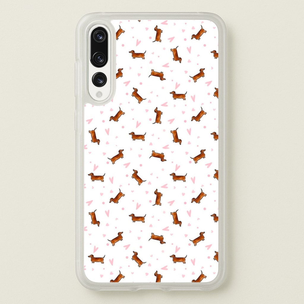 Dachshund Pattern - White - Phone Case for Huawei P20 Pro