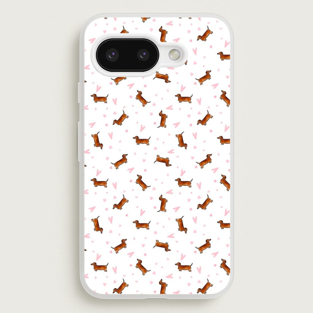 Dachshund Pattern - White - Phone Case for Google Pixel 9a