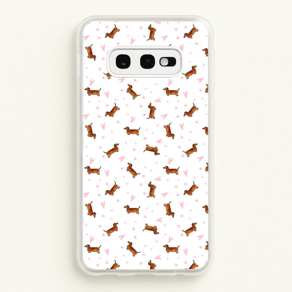 Dachshund Pattern - White - Phone Case for Galaxy S10e