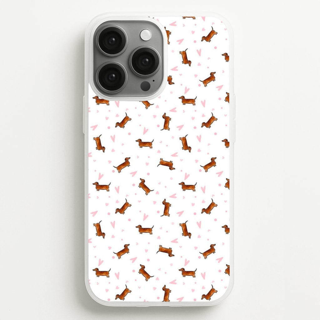 Dachshund Pattern - White - Phone Case for iPhone 13 Pro Max