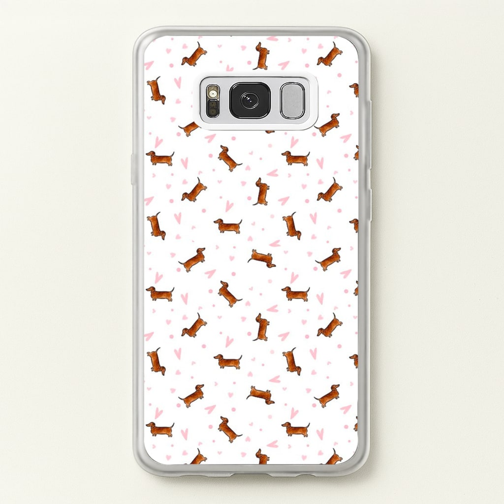 Dachshund Pattern - White - Phone Case for Galaxy S8 Plus