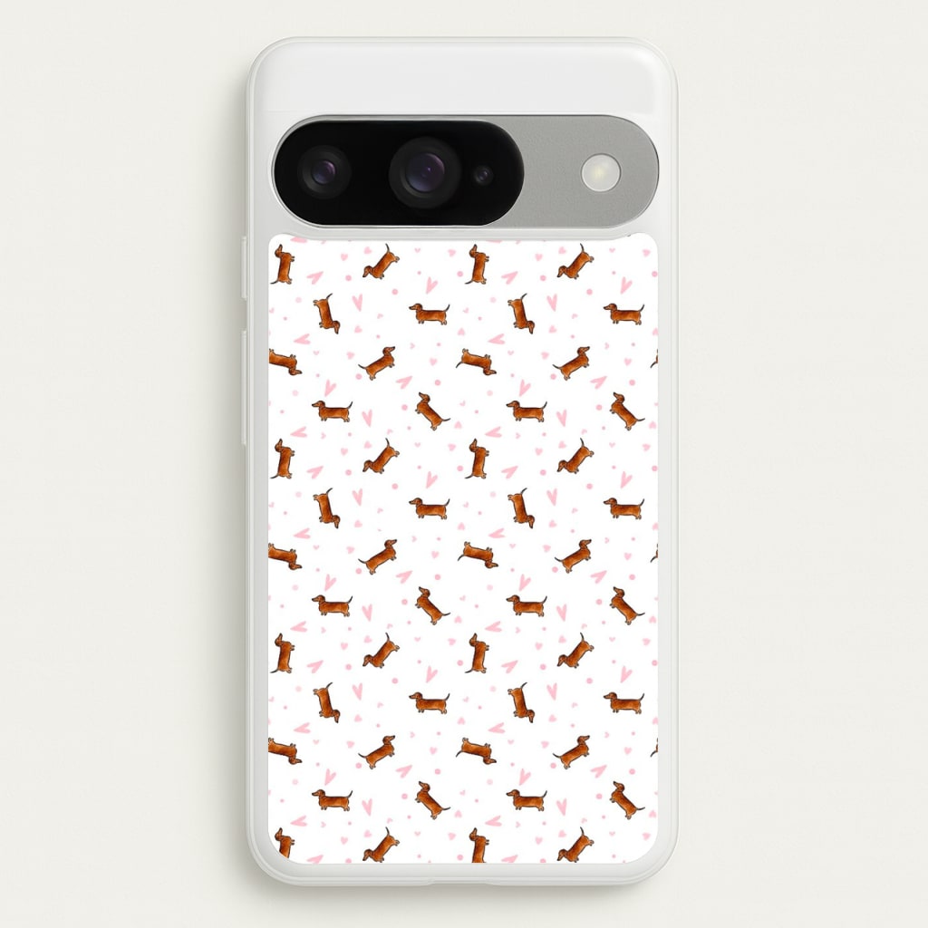 Dachshund Pattern - White Phone Case for Google Pixel 10 / 10 Pro