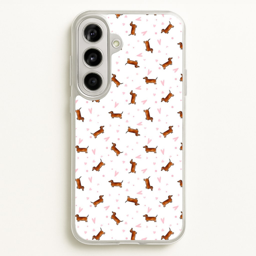 Dachshund Pattern - White - Phone Case for Galaxy A56