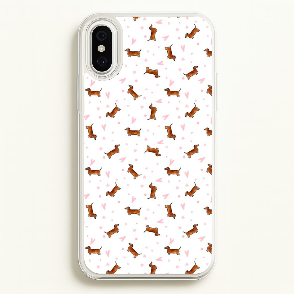 Dachshund Pattern - White - Phone Case for iPhone XS Max