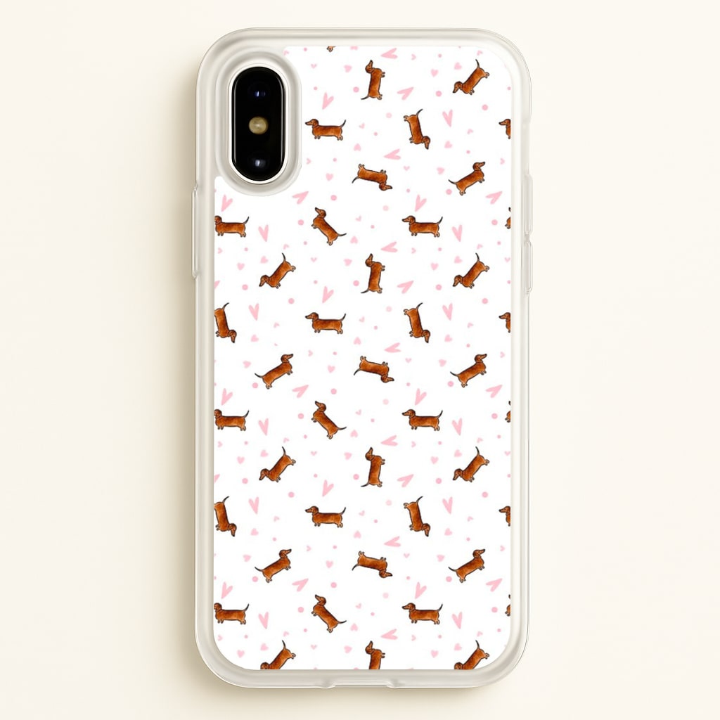 Dachshund Pattern - White - Phone Case for iPhone X / XS