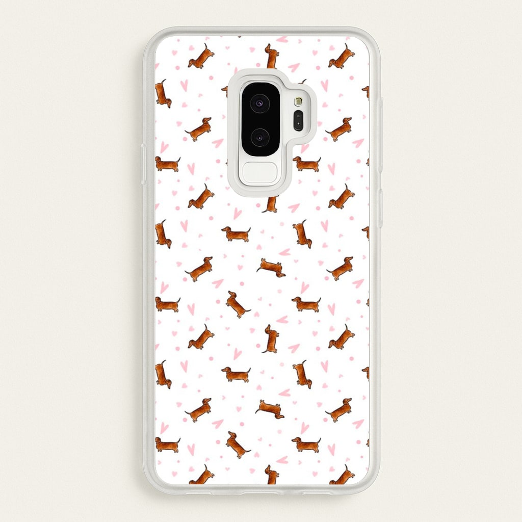 Dachshund Pattern - White - Phone Case for Galaxy S9 Plus