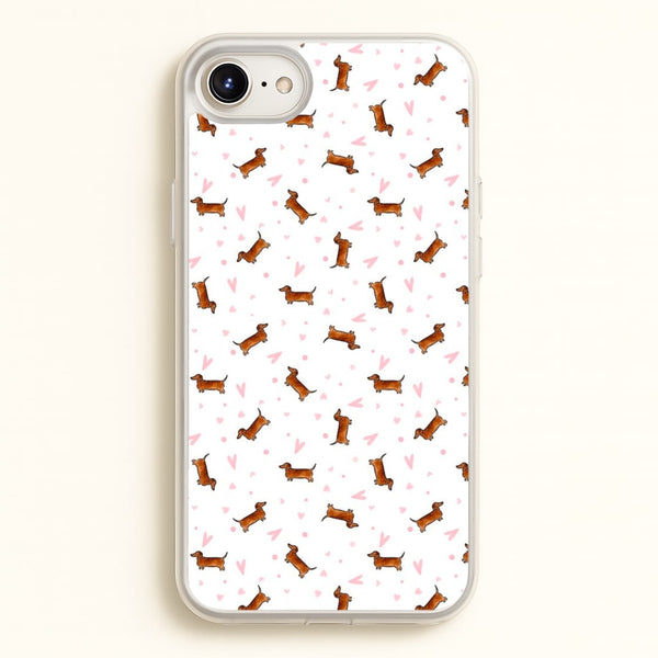 Dachshund Pattern - White - Phone Case for iPhone 6 Plus / 7 Plus / 8 Plus
