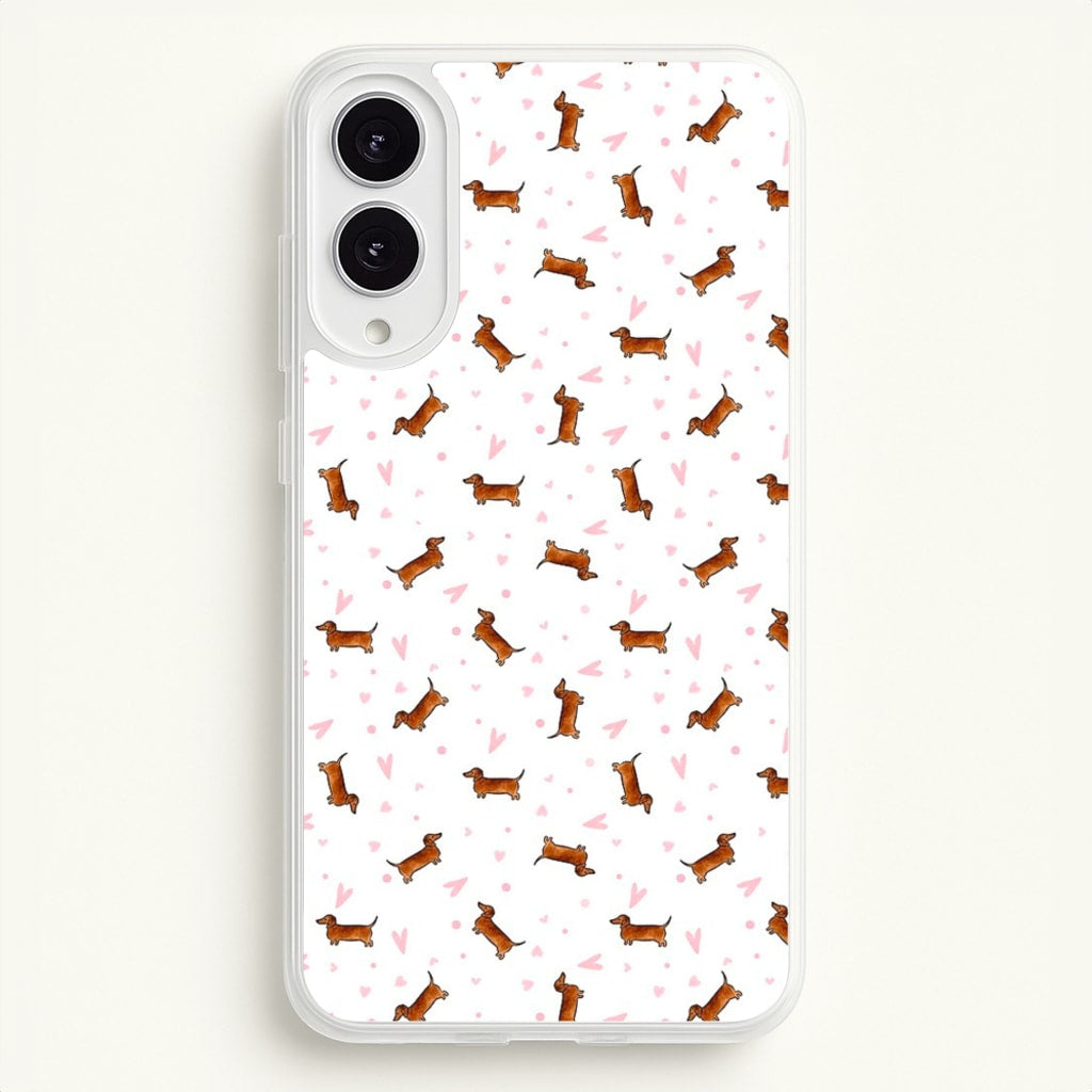 Dachshund Pattern - White - Phone Case for Galaxy S25 Edge