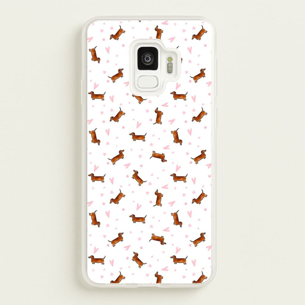 Dachshund Pattern - White - Phone Case for Galaxy S9