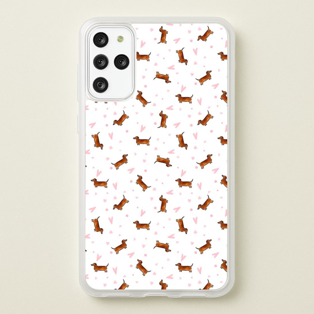Dachshund Pattern - White - Phone Case for Galaxy S20 Plus