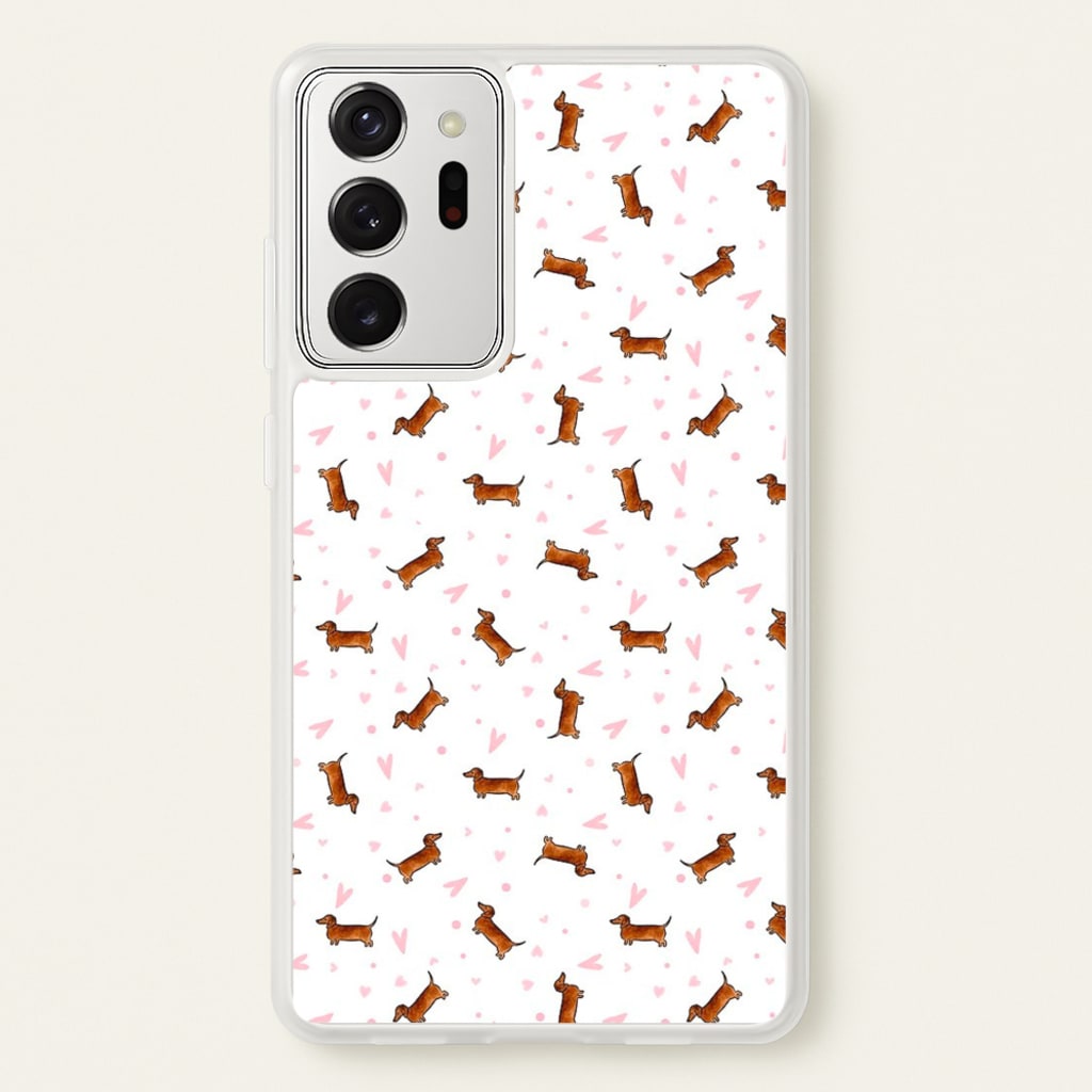 Dachshund Pattern - White - Phone Case for Galaxy Note 20 Ultra