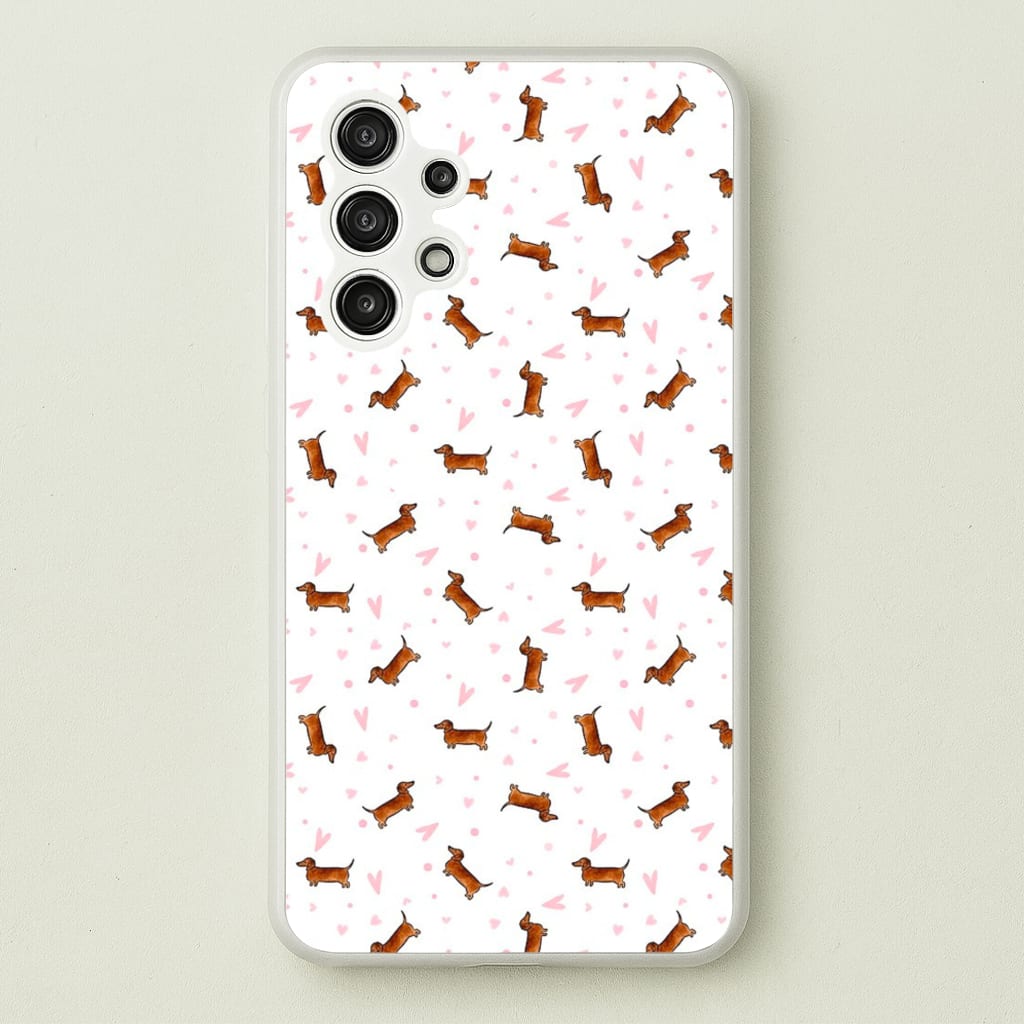 Dachshund Pattern - White - Phone Case for Galaxy A13