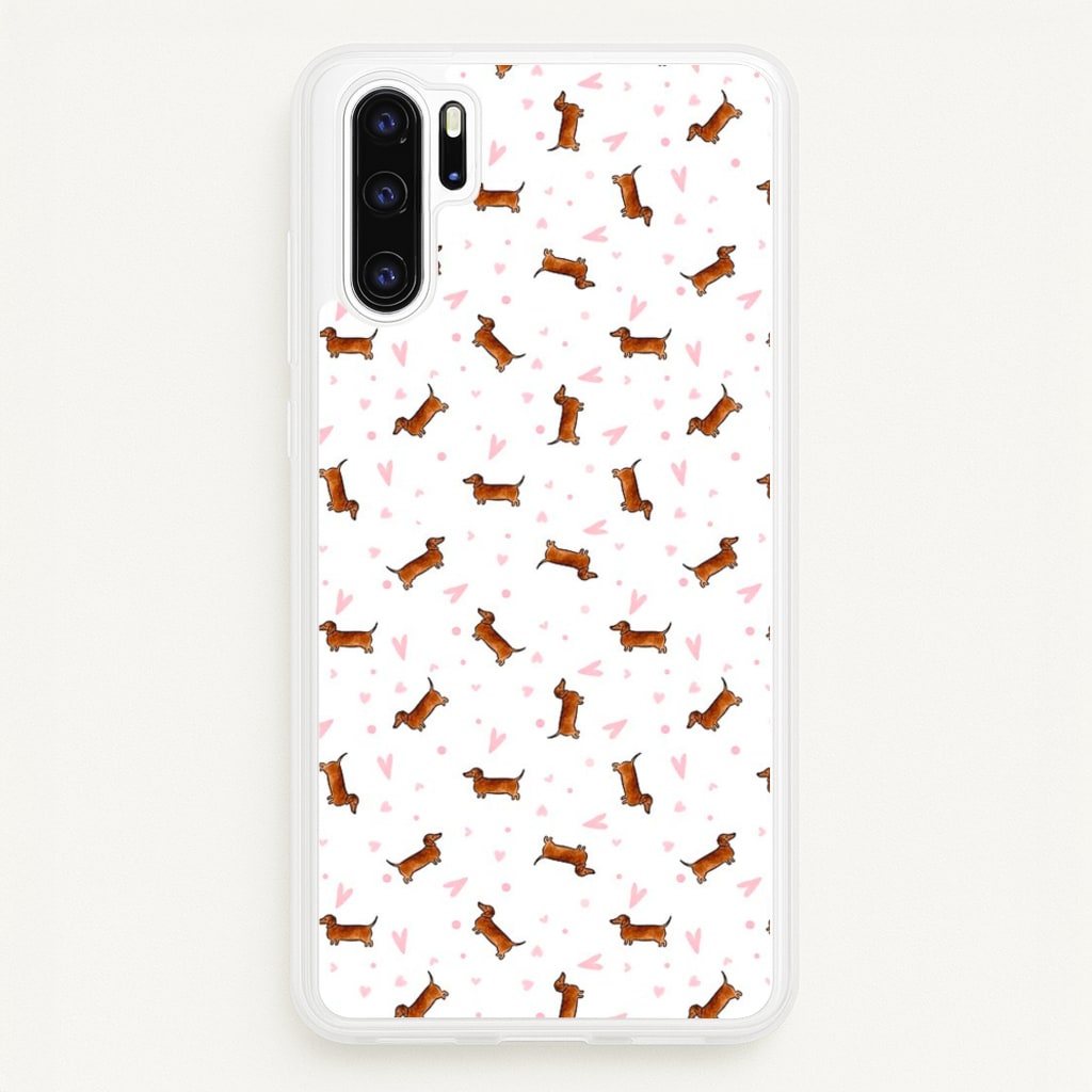 Dachshund Pattern - White - Phone Case for Huawei P30 Pro