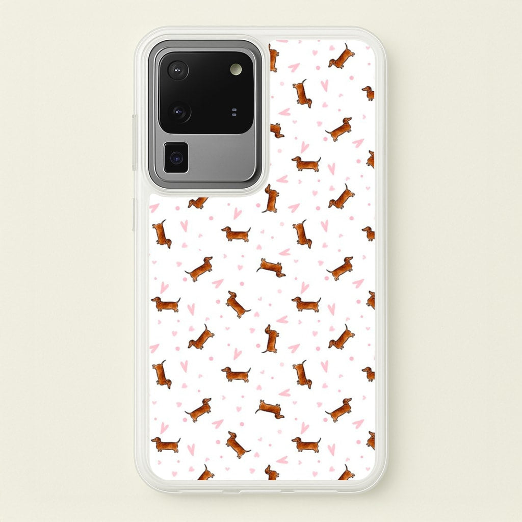 Dachshund Pattern - White - Phone Case for Galaxy S20 Ultra