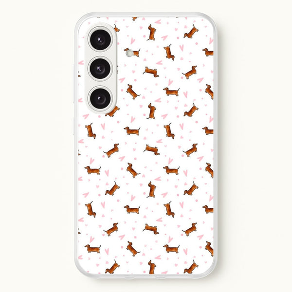 Dachshund Pattern - White - Phone Case for Galaxy S24FE