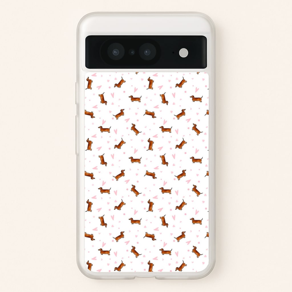 Dachshund Pattern - White - Phone Case for Google Pixel 8