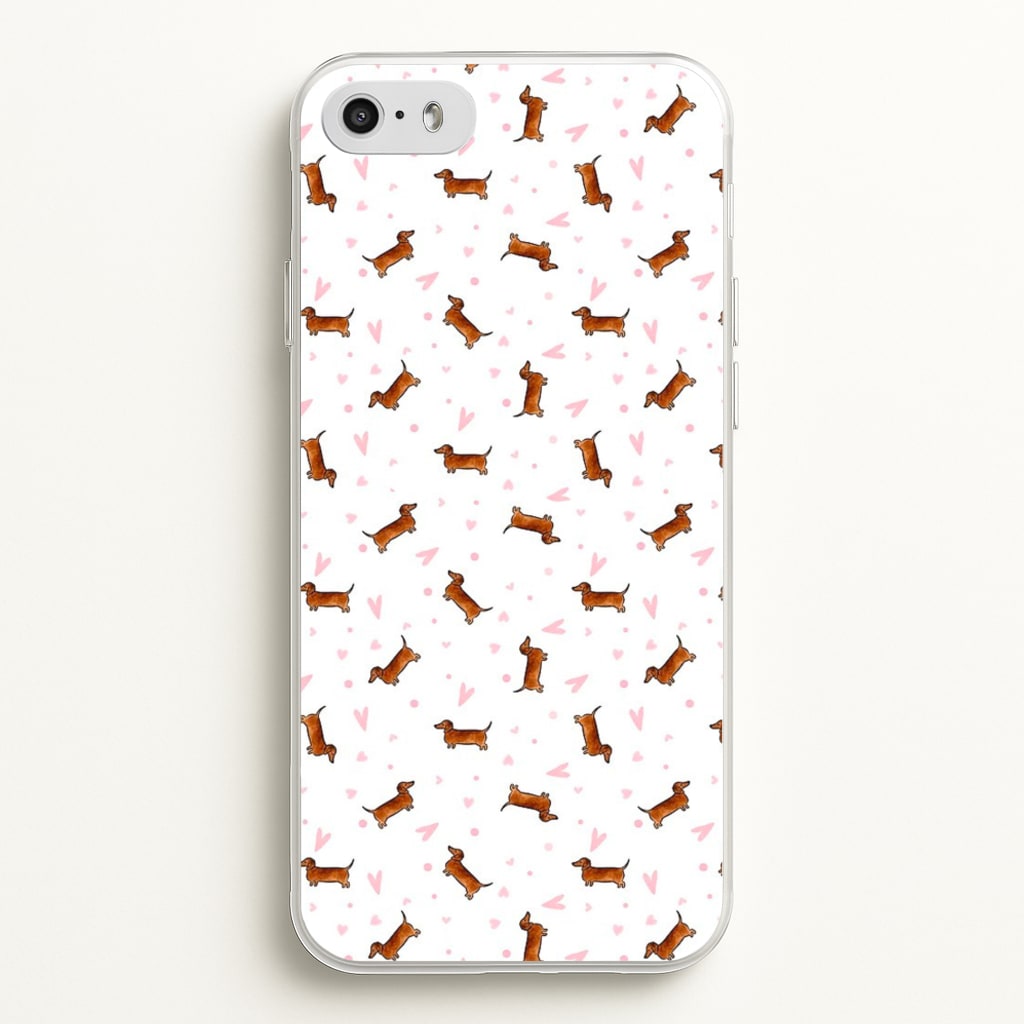 Dachshund Pattern - White - Phone Case for iPhone 5 / 5s / SE 2016