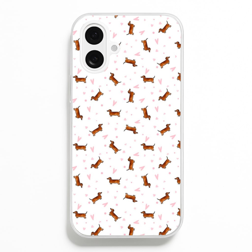 Dachshund Pattern - White Phone Case